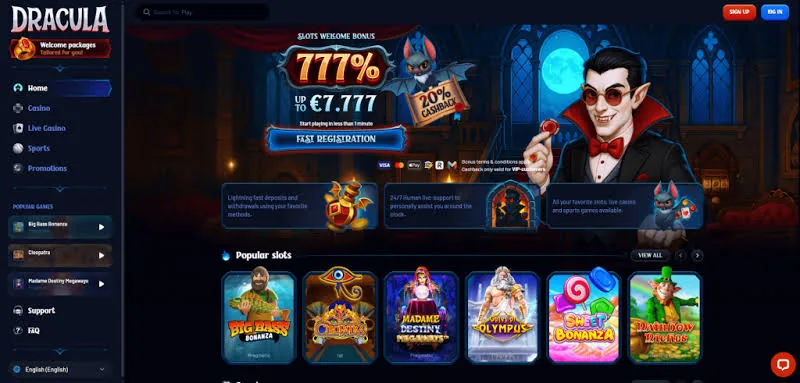 Dracula Casino &mdash; Aperçu de la plateforme